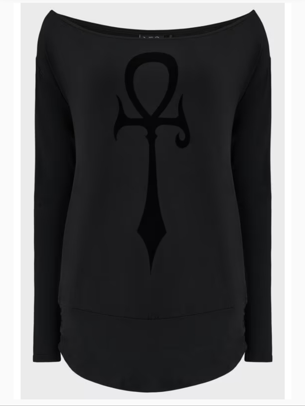 Killstar Black Off-Shoulder Ankh Long Sleeve Top